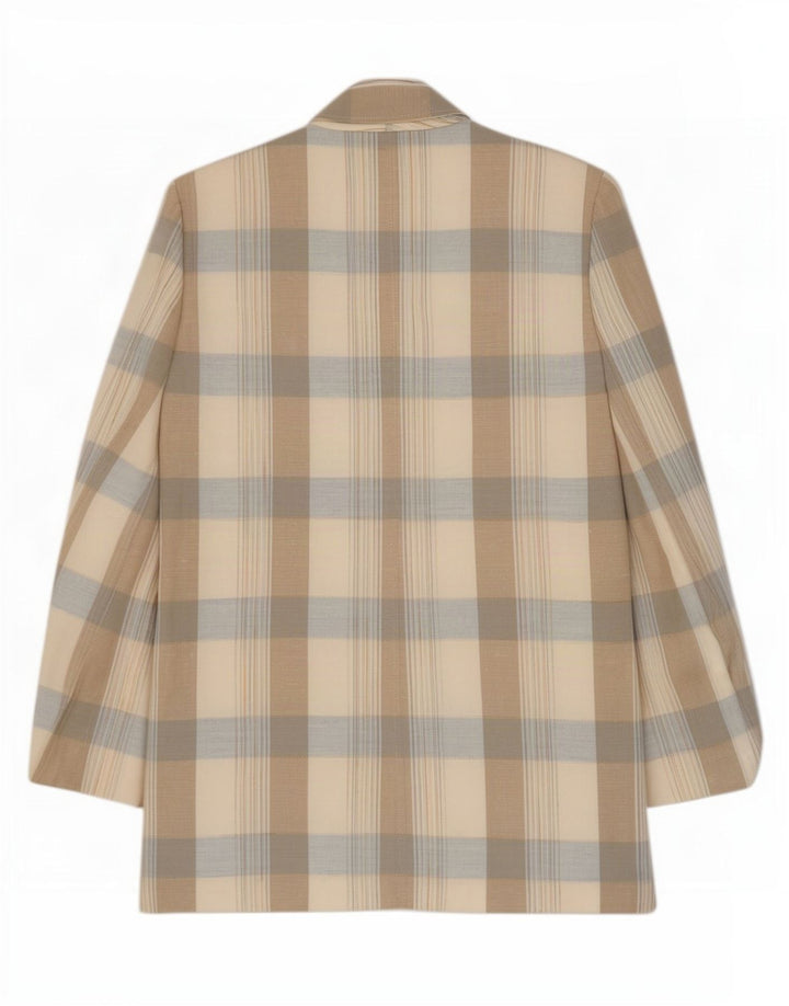 Blazer Vintage pentru femei cu 2 nasturi, UK 14 Medium Beige Check