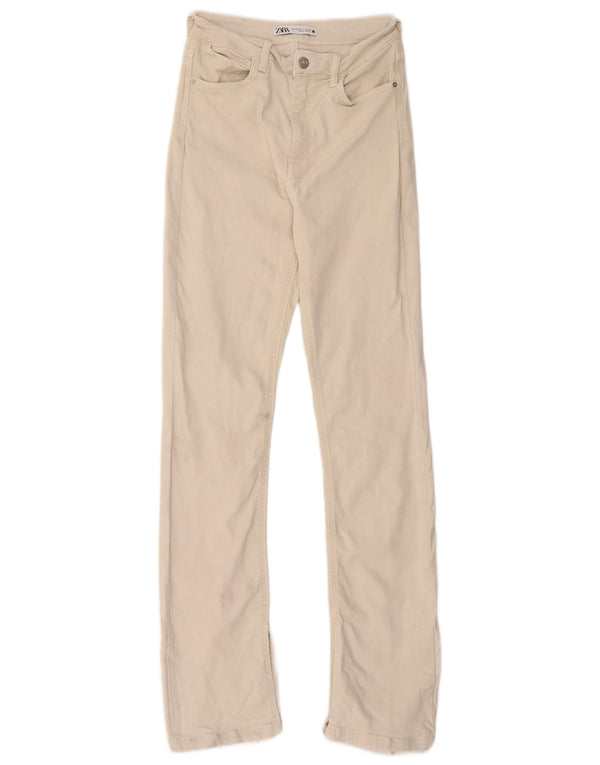 Blugi drepti pentru femei Zara EU 36 XS W26 L32 Bej