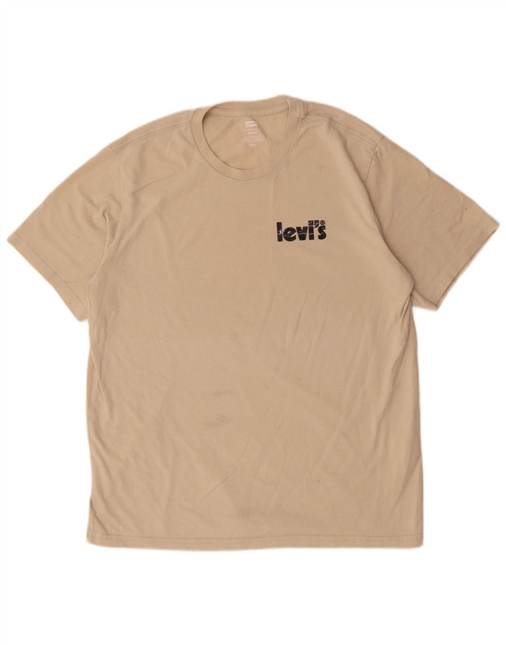 Tricou cu grafică relaxată Levi's pentru bărbați Top din bumbac mediu bej