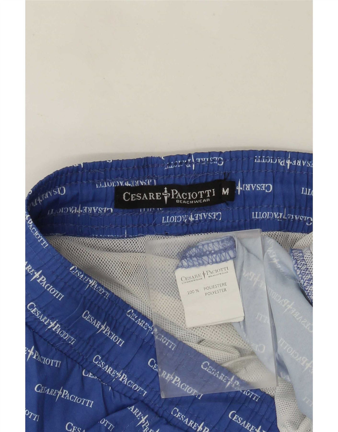 Pantaloni scurți de înot cu grafic Cesare Paciotti pentru bărbați, poliester albastru mediu