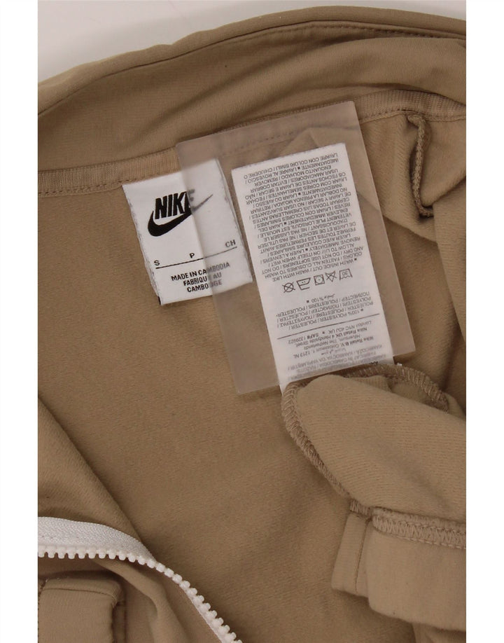 Pulover Nike pentru bărbați, cu fermoar, cu gât, poliester mic, bej