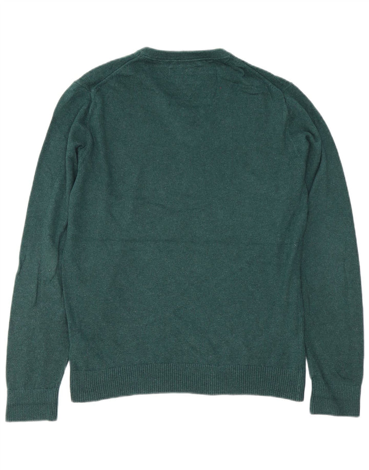 Pulover Tommy Hilfiger pentru bărbați, cu decolteu în V, bumbac verde mediu