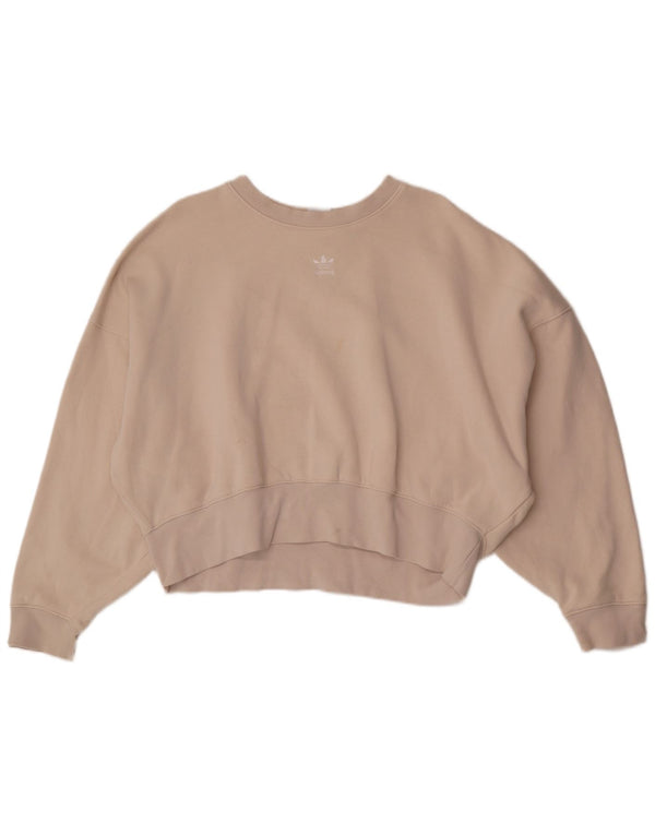 Pulover de hanorac supradimensionat pentru femei Adidas UK 10 mic bumbac alb