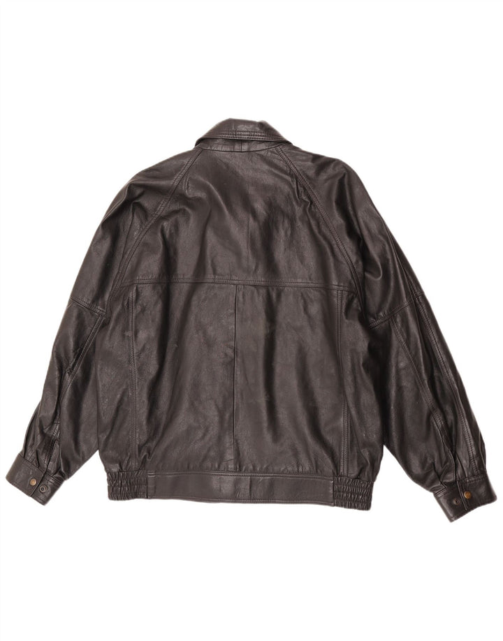 Geacă de piele vintage pentru bărbați IT 42 XL neagră