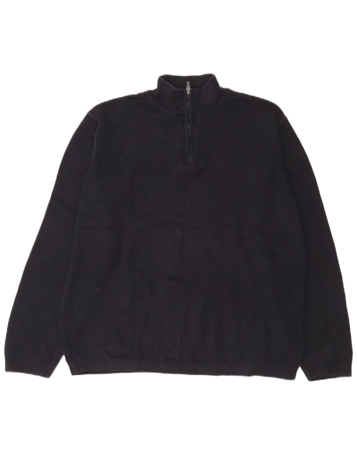 Pulover pentru bărbați Marks & Spencer, Blue Harbour, cu fermoar, cu gât, XL, bleumarin