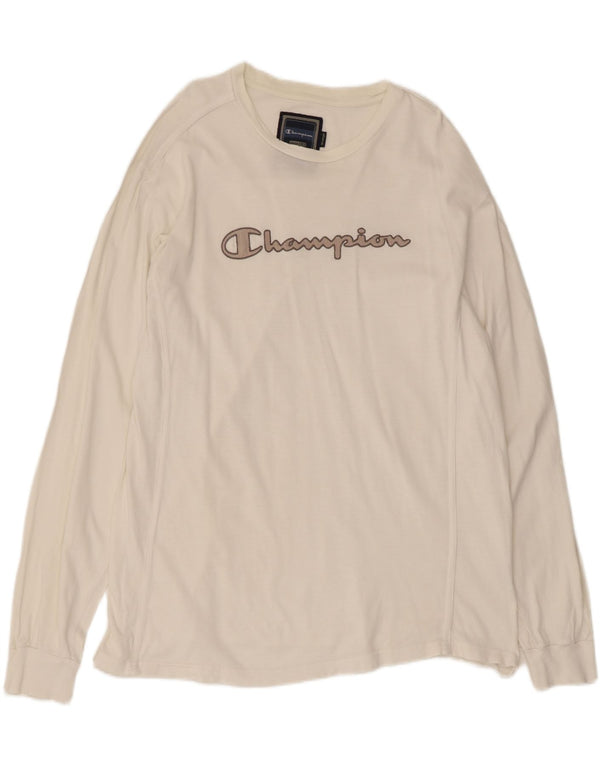 Top grafic pentru bărbați Champion cu mânecă lungă, 2XL, bumbac alb