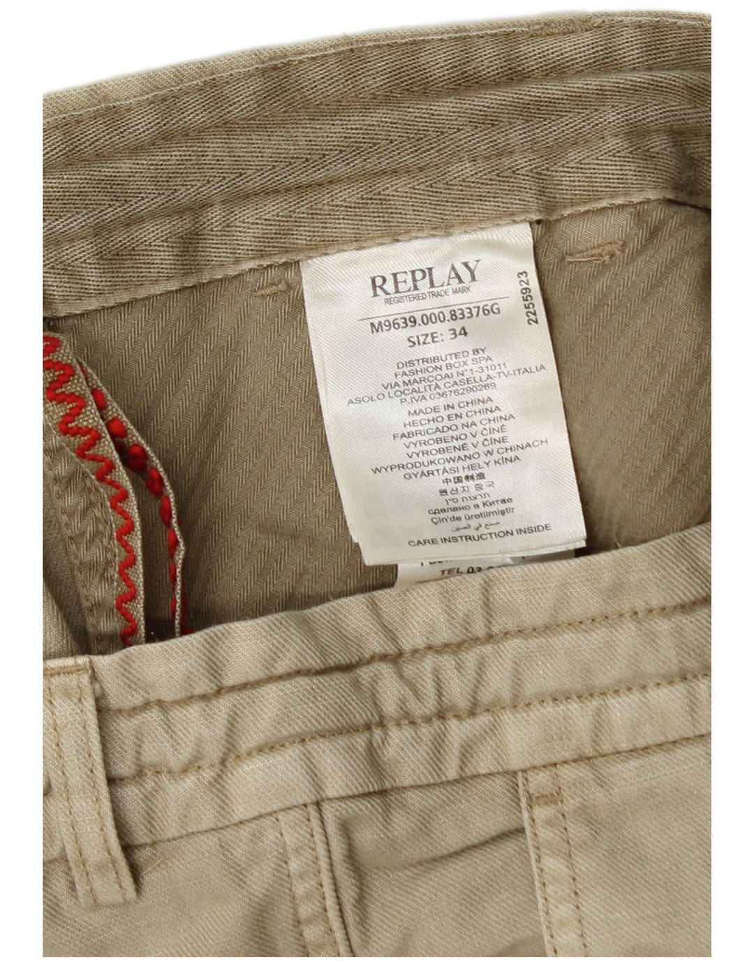 Pantaloni scurți chino pentru bărbați Replay W34 mare, bej, bumbac