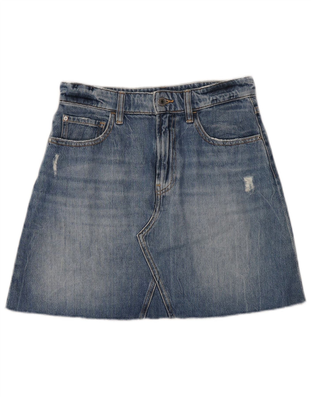 Guess Fusta Denim Distressed W27 Bumbac Albastru Mic