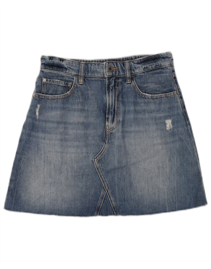 Guess Fusta Denim Distressed W27 Bumbac Albastru Mic