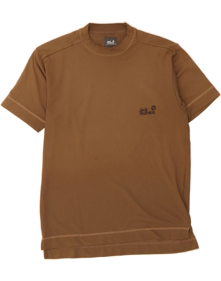 JACK WOLFSKIN Mens T-Shirt Top Small Brown Polyester Vintage Jack Wolfskin and Second-Hand Jack Wolfskin from Messina Hembry 