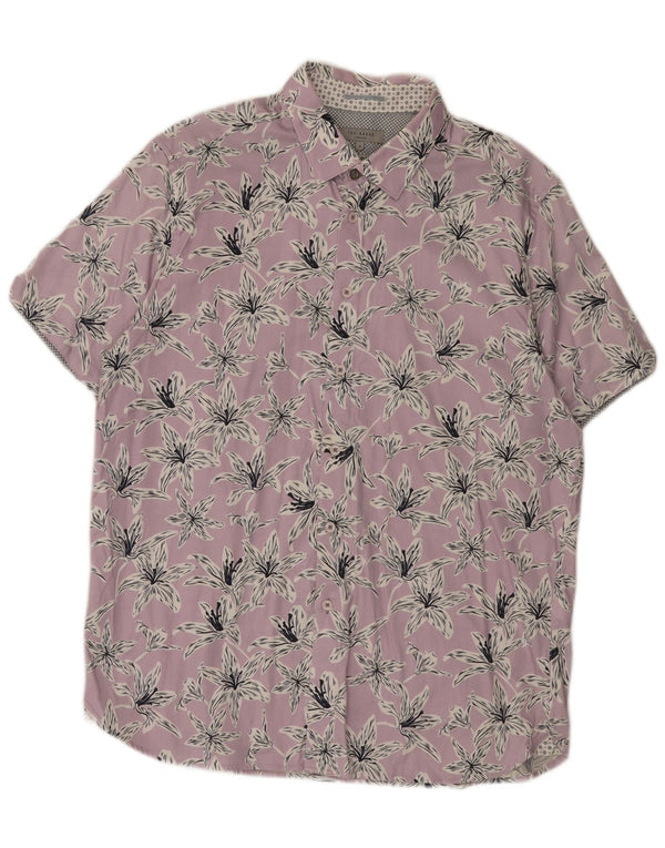 Cămașă cu mânecă scurtă pentru bărbați Ted Baker Mărimea 6 2XL Bumbac floral violet