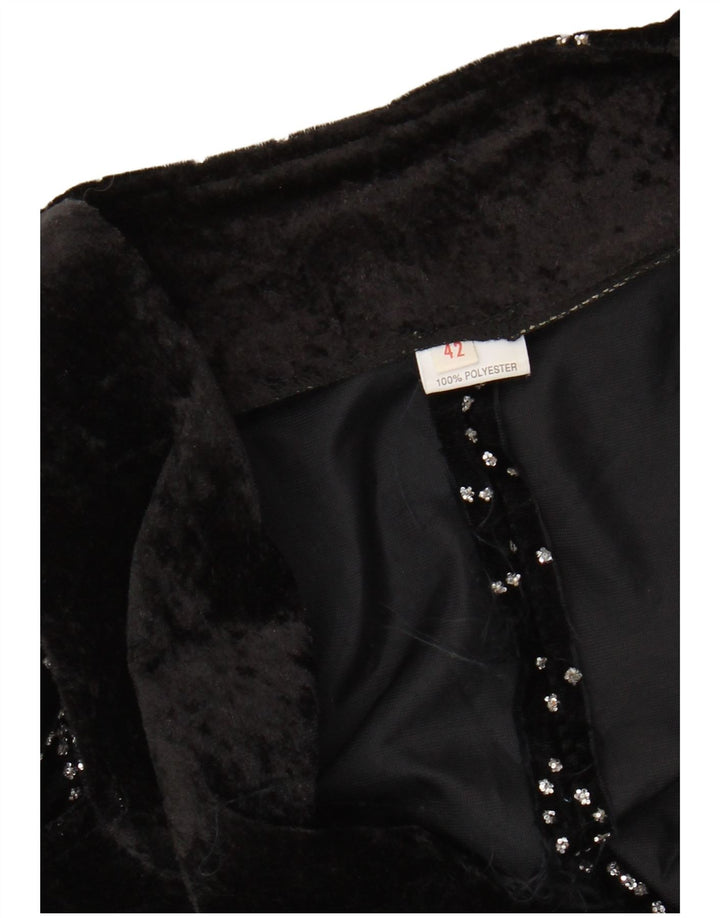 VINTAGE Jachetă cu frac cu model abstract pentru femei IT 42 Medium Black