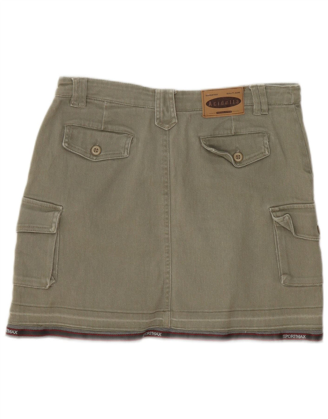 Fusta mini cargo vintage pentru femei IT 44 Medium W30 Bumbac cu dungi kaki