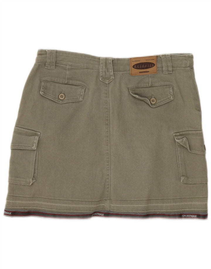 Fusta mini cargo vintage pentru femei IT 44 Medium W30 Bumbac cu dungi kaki