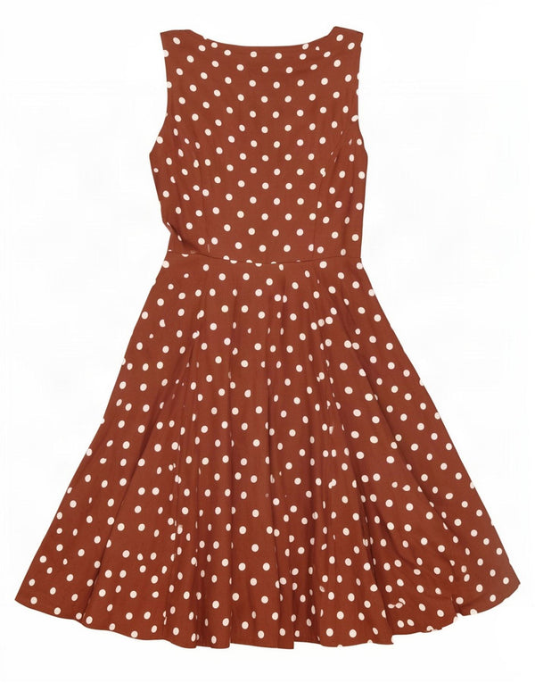 Rochie leagăn fără mâneci pentru femei Hearts & Roses UK 14 mare, maro, buline