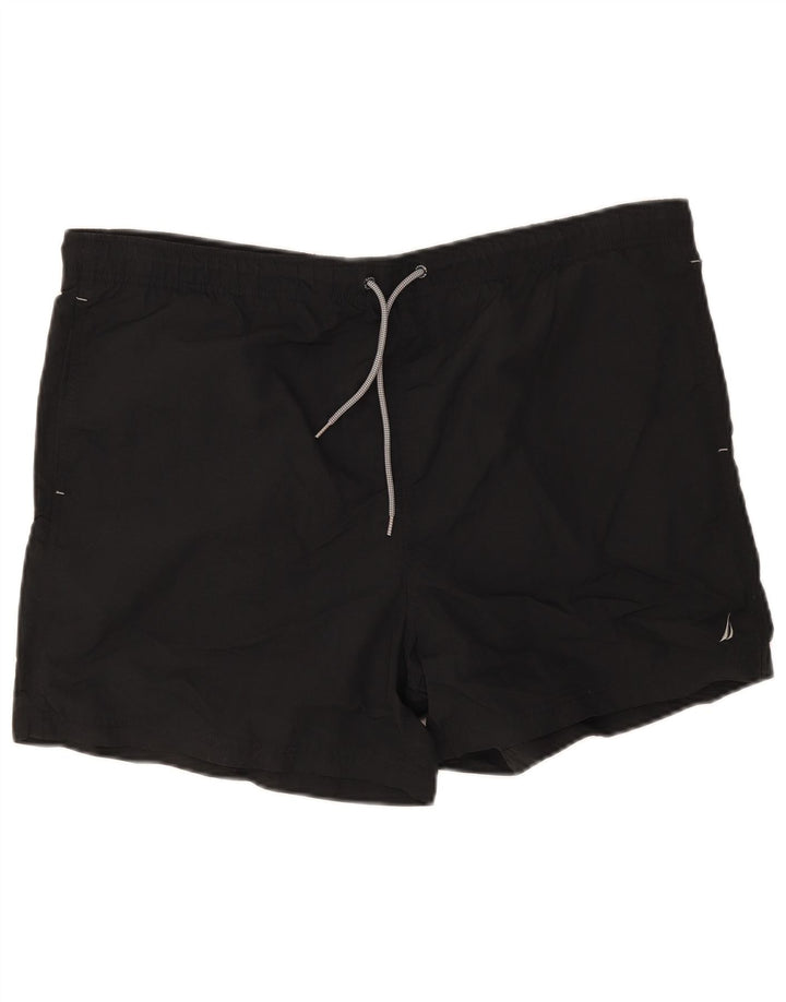 Pantaloni scurți de înot Nautica pentru bărbați, nailon mare, negru
