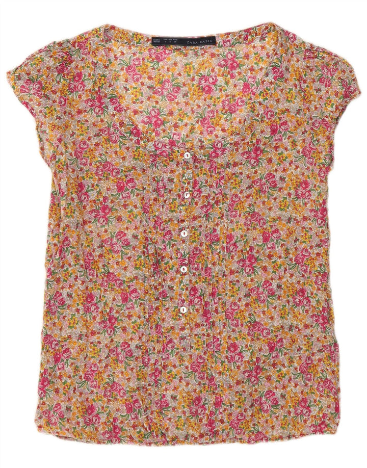 Bluză cu mânecă scurtă pentru femei Zara UK 8 Mic Multicolor Floral