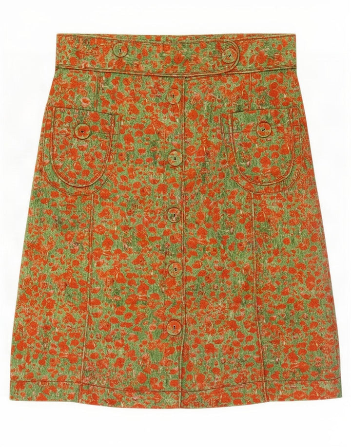 Fustă A-Line pentru femei Paul Smith, model abstract, bumbac portocaliu mediu W30