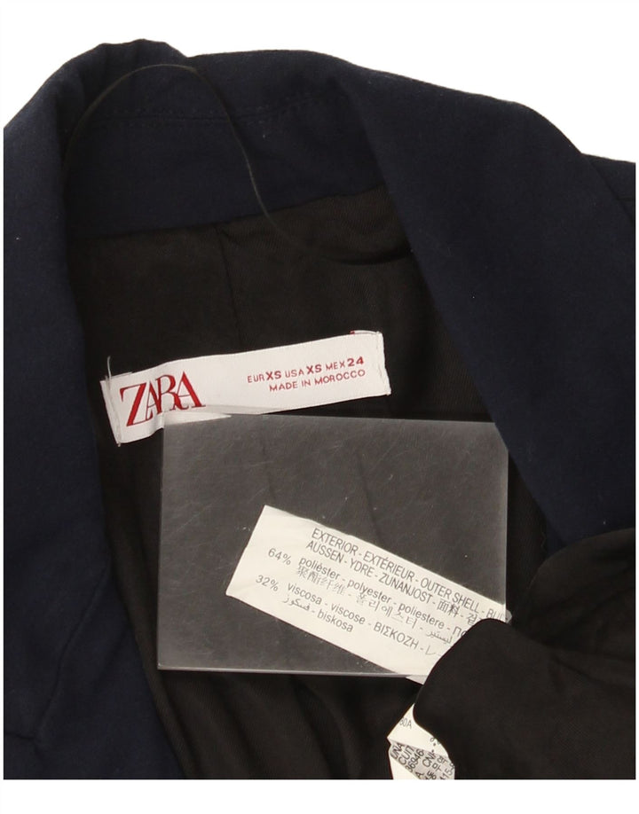 Sacou blazer pentru femei Zara cu 1 nasture UK 6 XS Poliester bleumarin