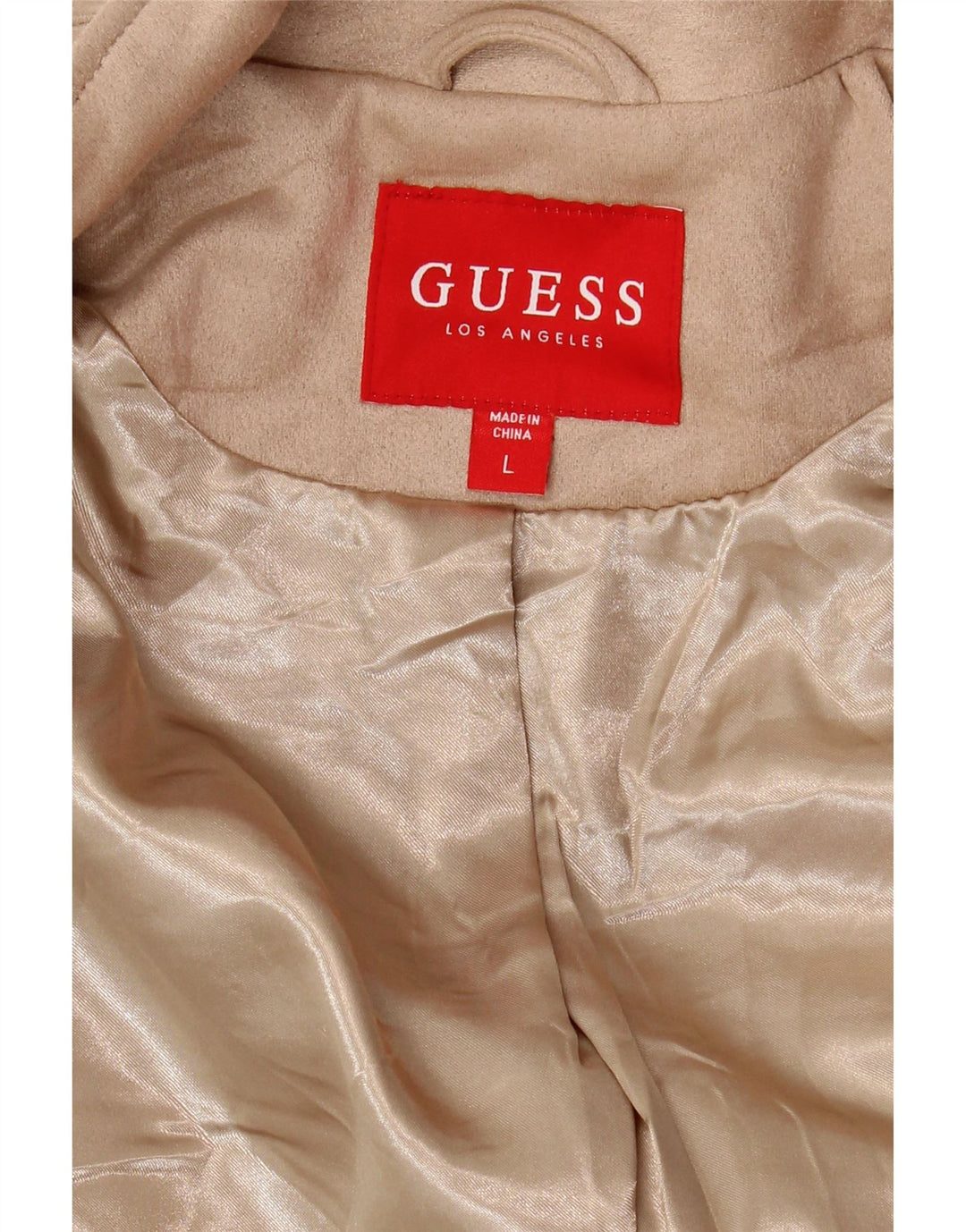 Jachetă de motociclist GUESS Crop Knit pentru femei UK 16, mare, bej
