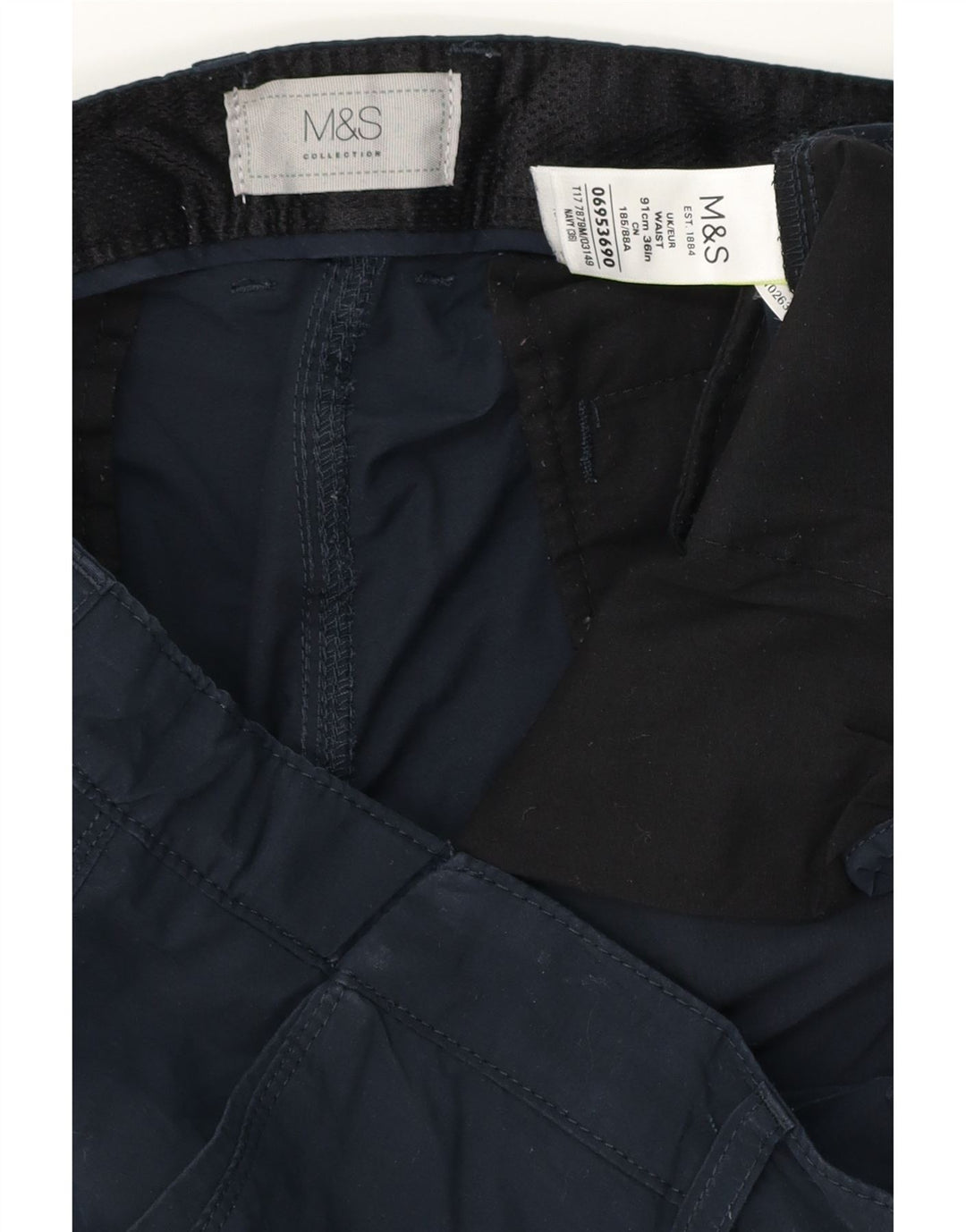 MARKS & SPENCER Pantaloni scurți cargo pentru bărbați W36 Poliester mari bleumarin