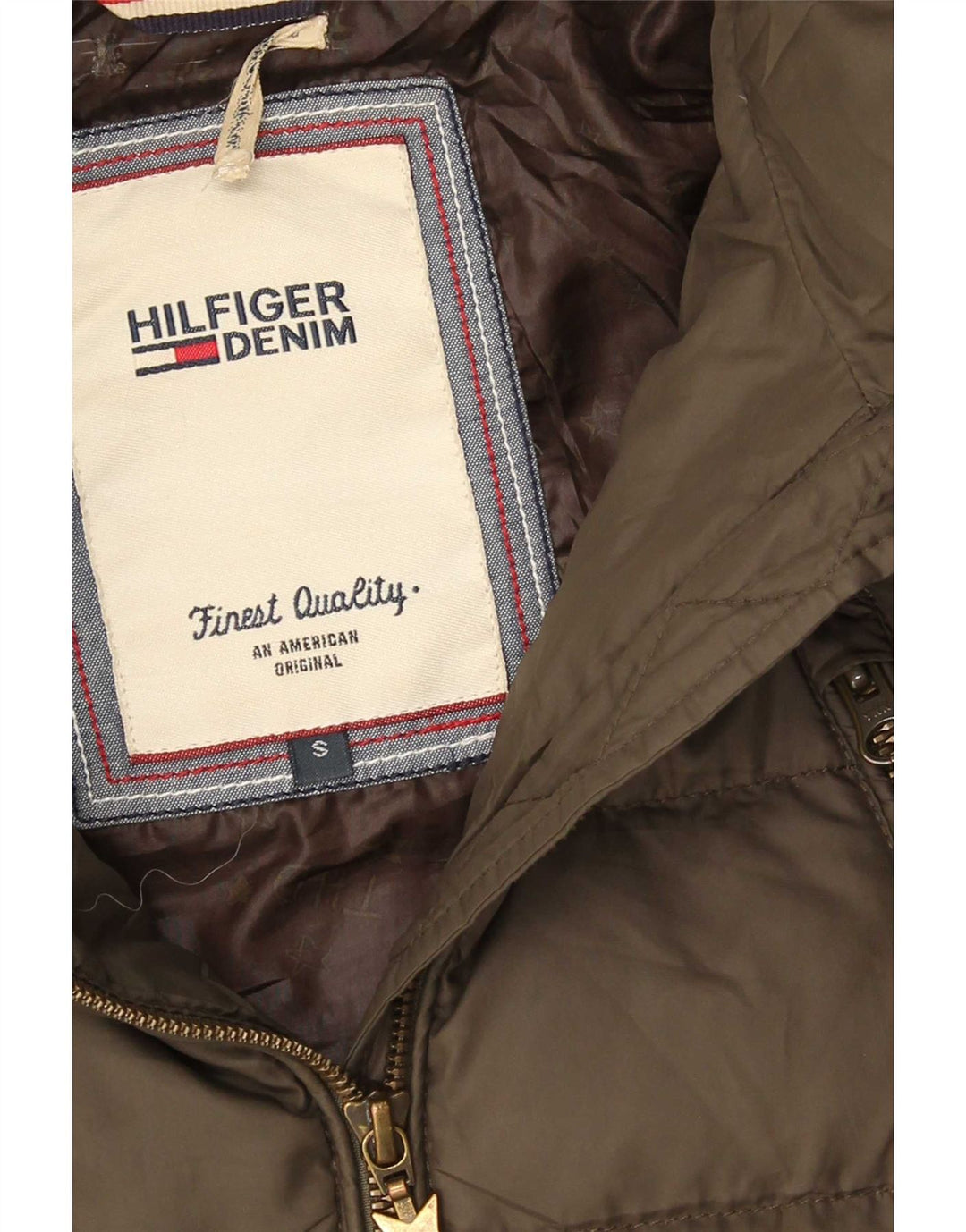 Palton căptușit cu glugă pentru femei Tommy Hilfiger UK 10 Poliester kaki mic