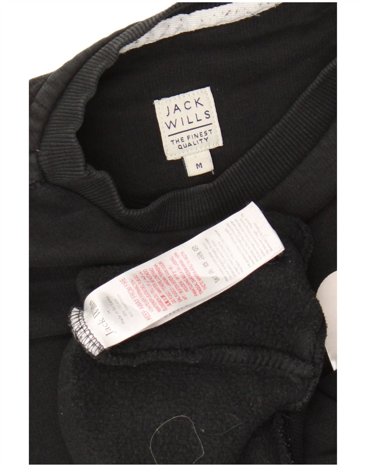 JACK WILLS Pulover grafic pentru bărbați, bumbac mediu negru