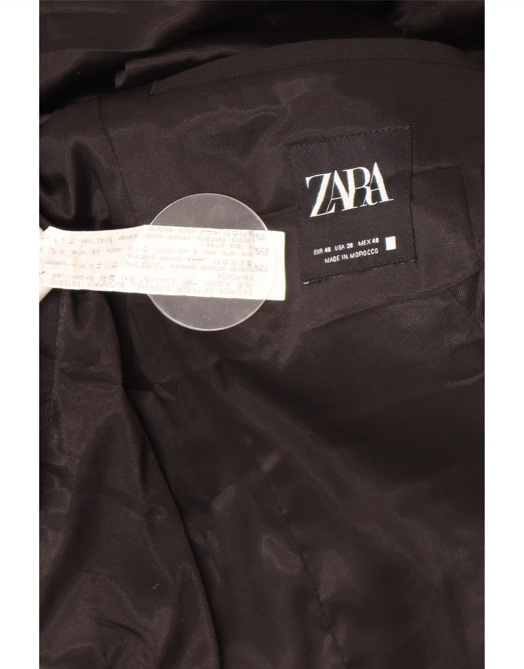 Blazer pentru bărbați Zara cu 2 nasturi EU 48 Poliester mediu negru