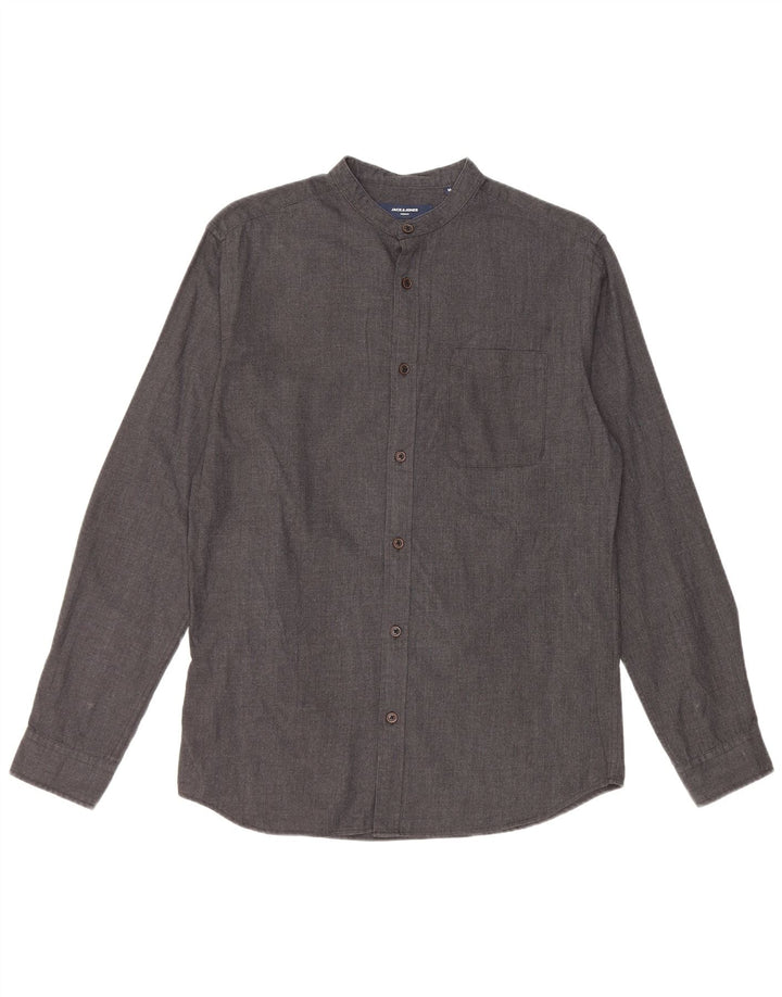 Cămașă Jack & Jones pentru bărbați, bumbac gri mediu