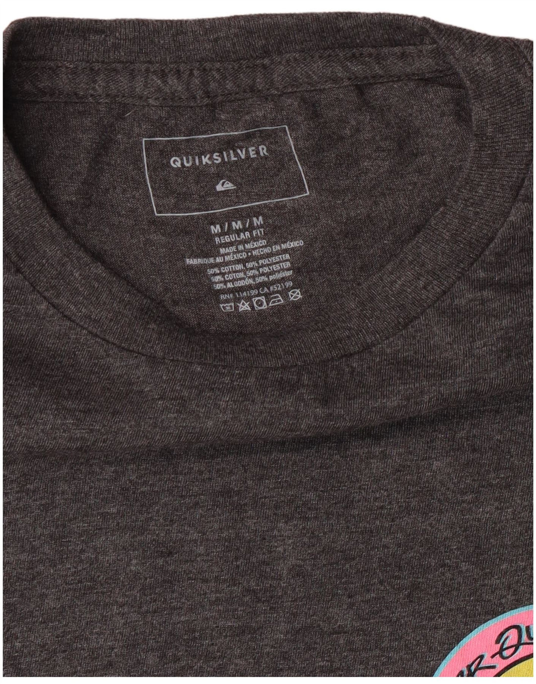 Tricou grafic Quiksilver pentru bărbați, cu croială obișnuită, top, bumbac, gri mediu