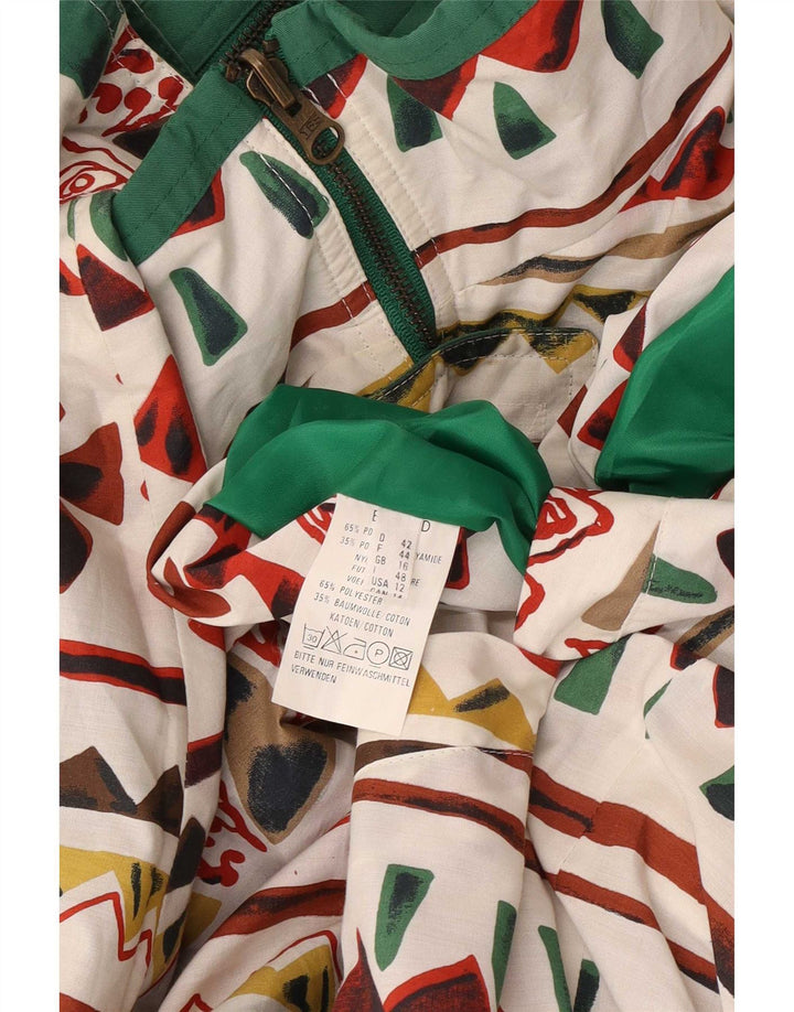 Jachetă reversibilă vintage cu glugă pentru femei UK 16, mare, verde, geometrică