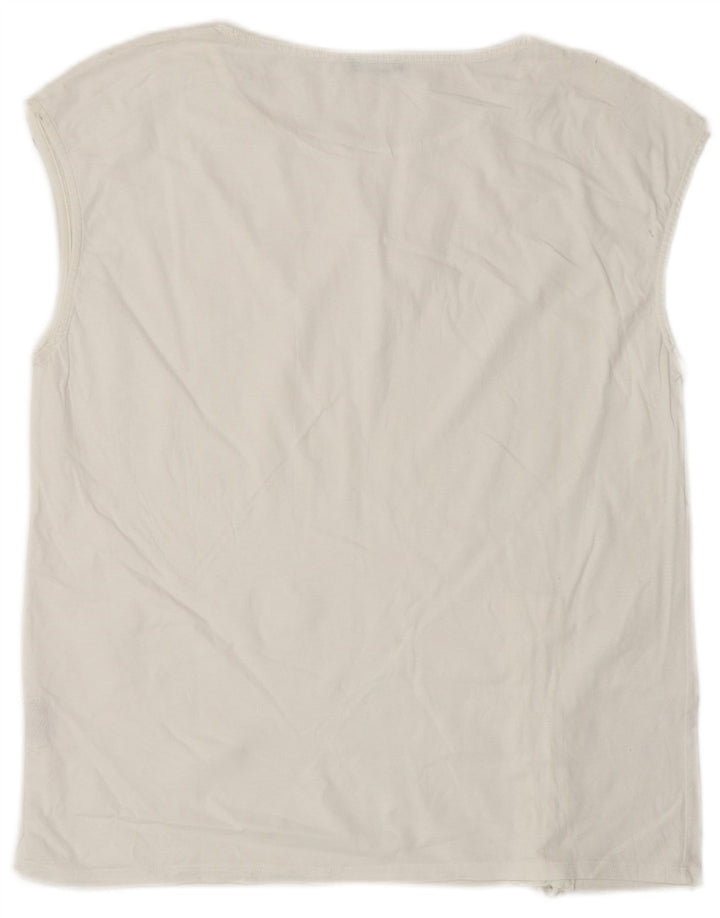 BENETTON Womens Vest Top UK 10 Small White Cotton Vintage Benetton and Second-Hand Benetton from Messina Hembry 