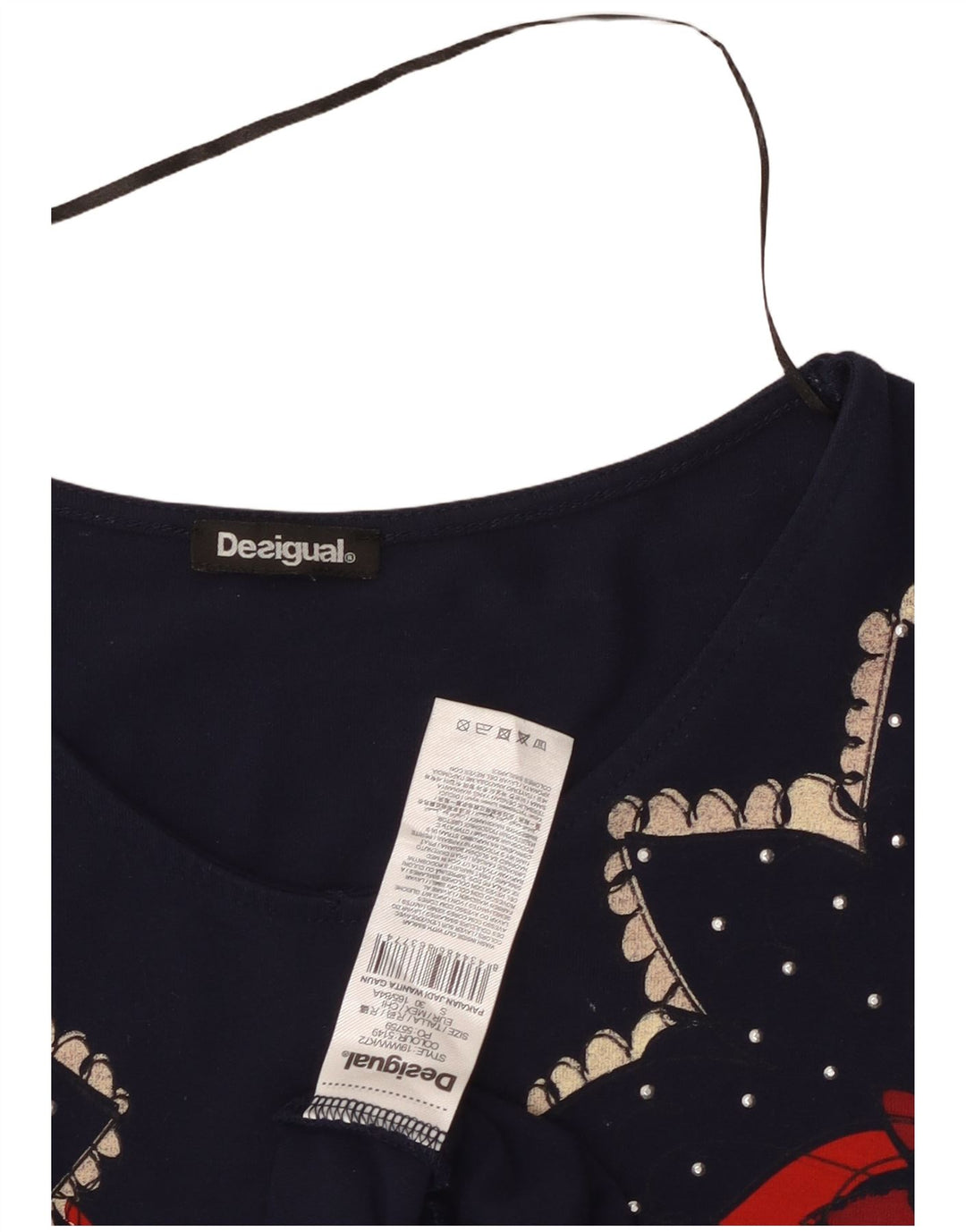 DESIGUAL Rochie A-Line pentru femei UK 8 Mic Bleumarin Floral Viscoza