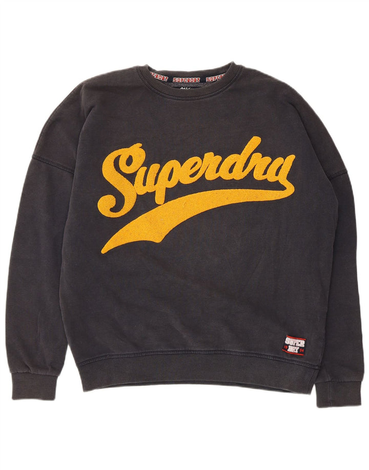 Pulover supradimensionat cu grafic Superdry pentru bărbați UK 8 Bumbac gri mic