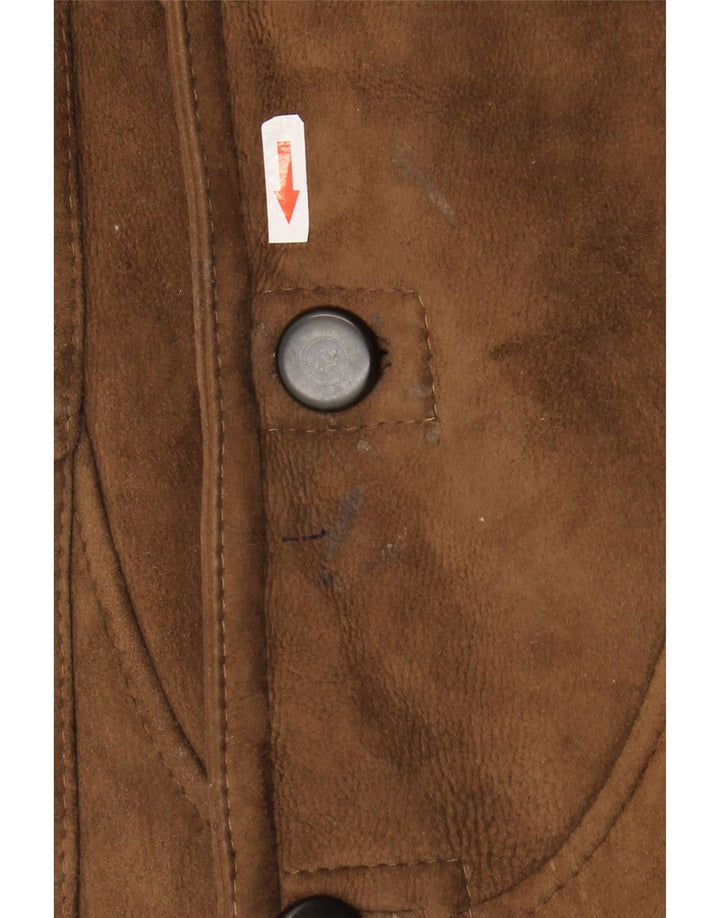 Jachetă vintage pentru bărbați din shearling UK 40 mare, maro, din shearling