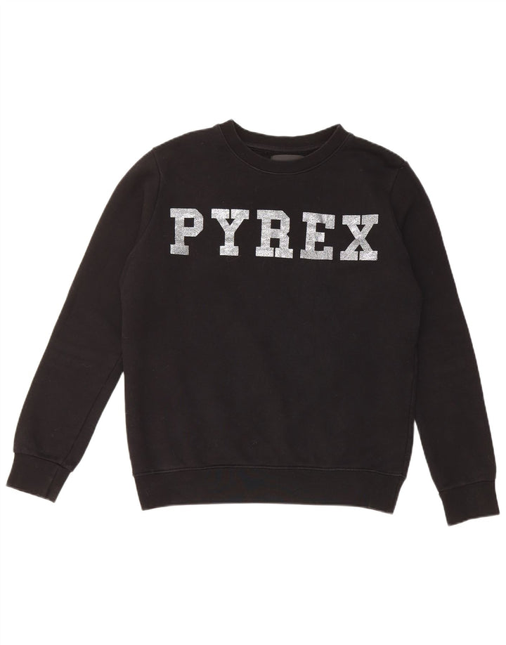 Pulover supradimensionat cu grafic Pyrex pentru femei UK 10 Bumbac negru mic