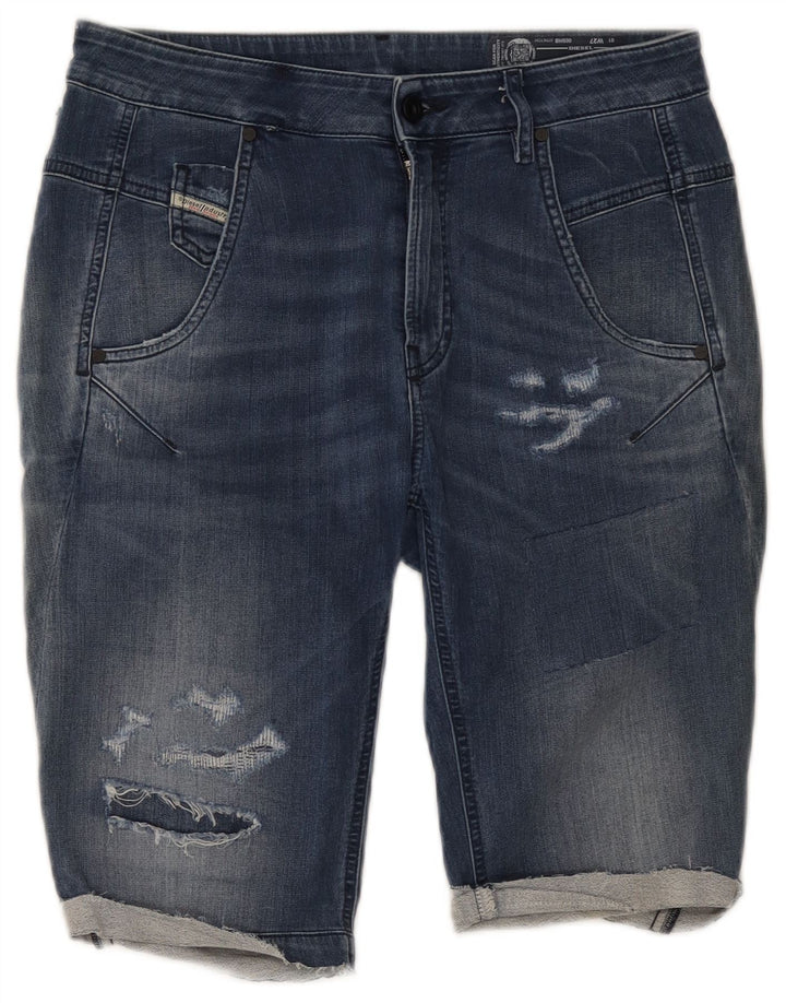 Pantaloni scurți din denim distressed pentru femei Diesel W27 Small Blue Bumbac
