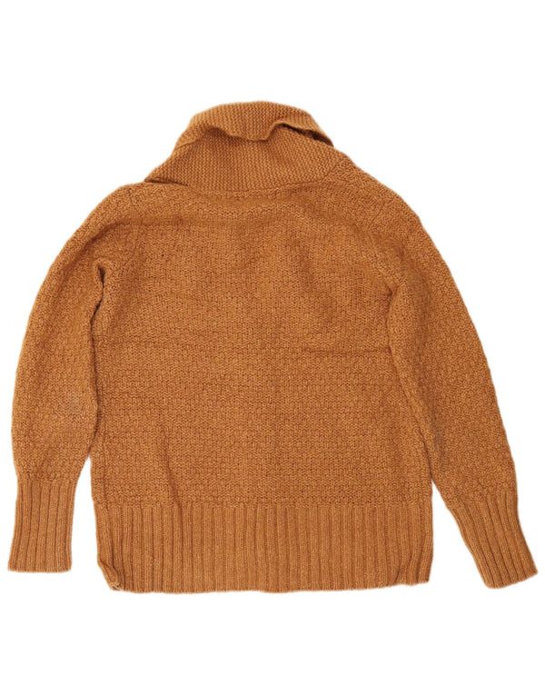 Pulover cardigan supradimensionat pentru femei EDDIE BAUER UK 10 mic maro lana de miel