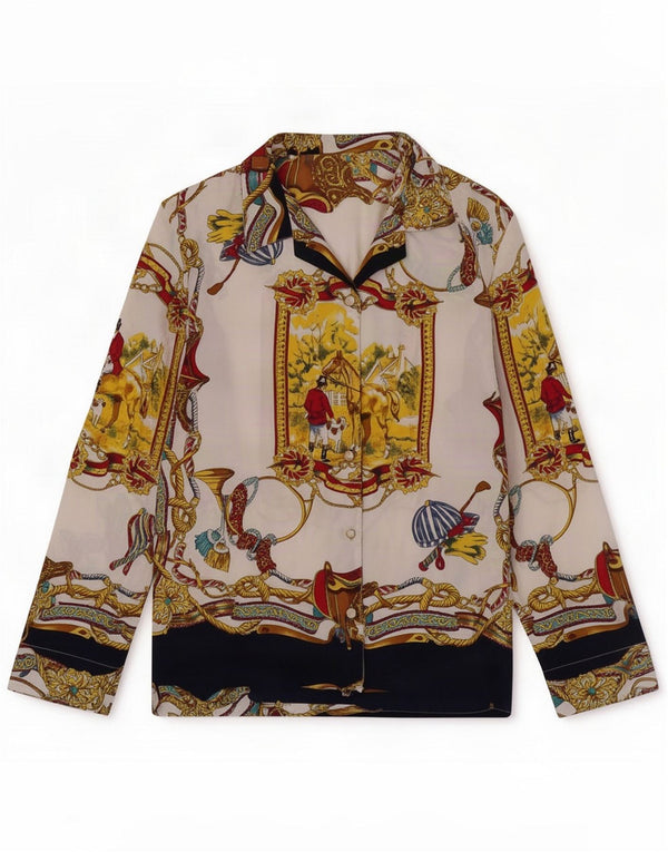 Bluză de călărie vintage pentru femei UK 18 XL Multicolor Retro