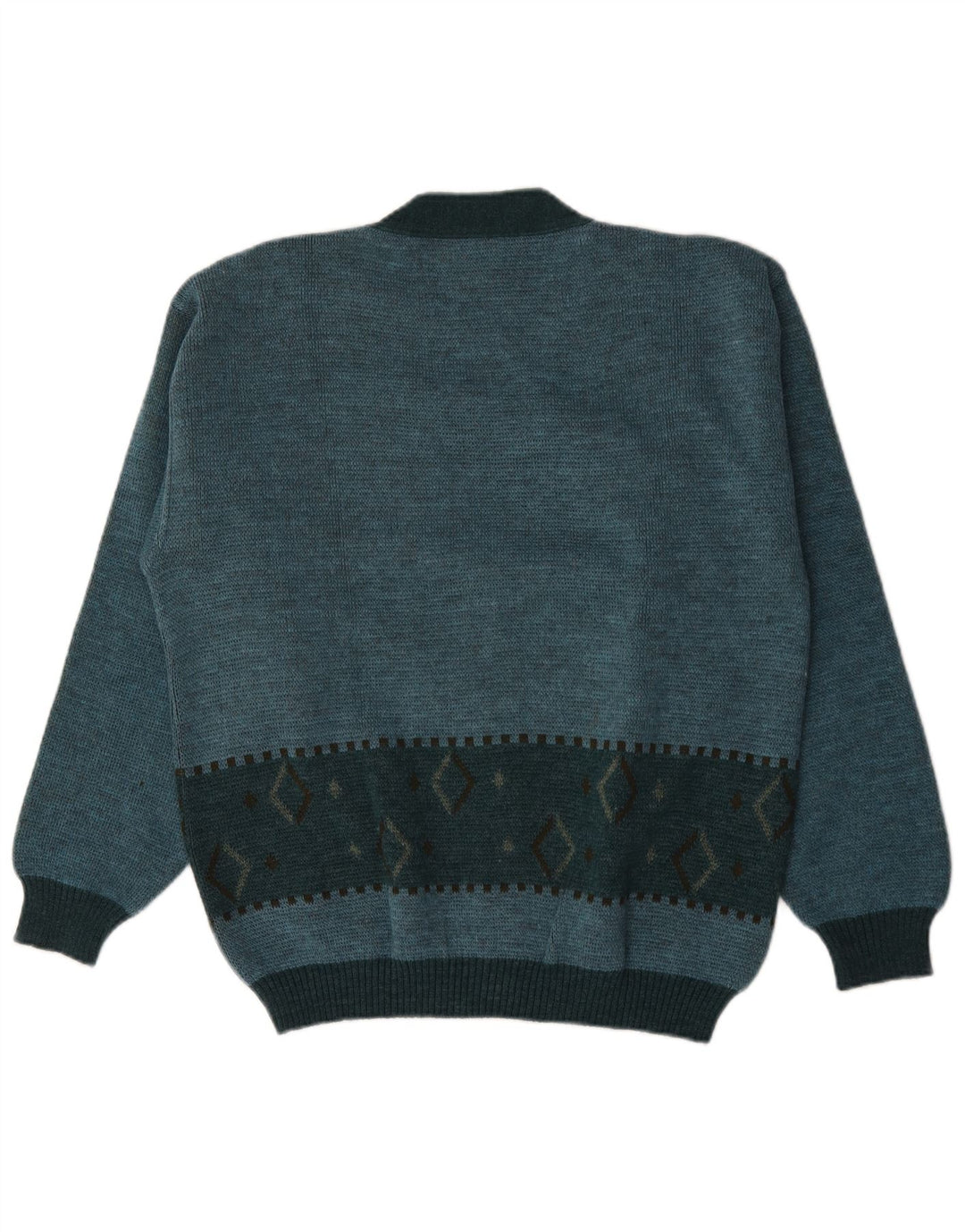 Pulover Cardigan Vintage pentru bărbați Medium Turcoaz Argyle/Diamond Wool