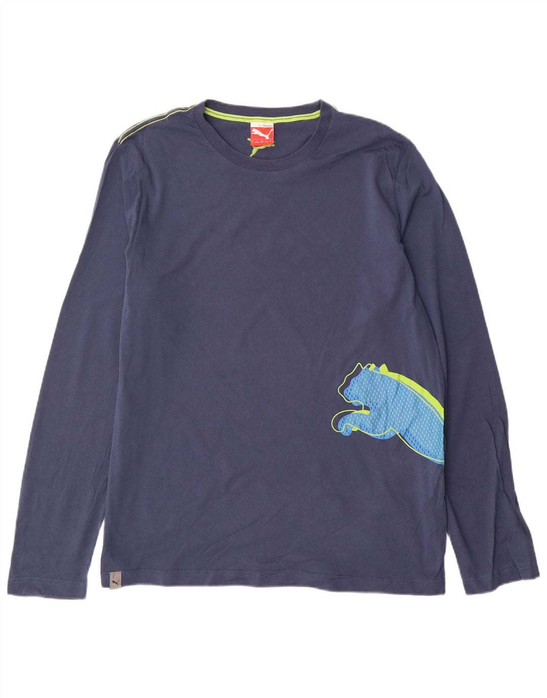 Tricou grafic Puma pentru bărbați, cu mânecă lungă, mare, albastru, bumbac