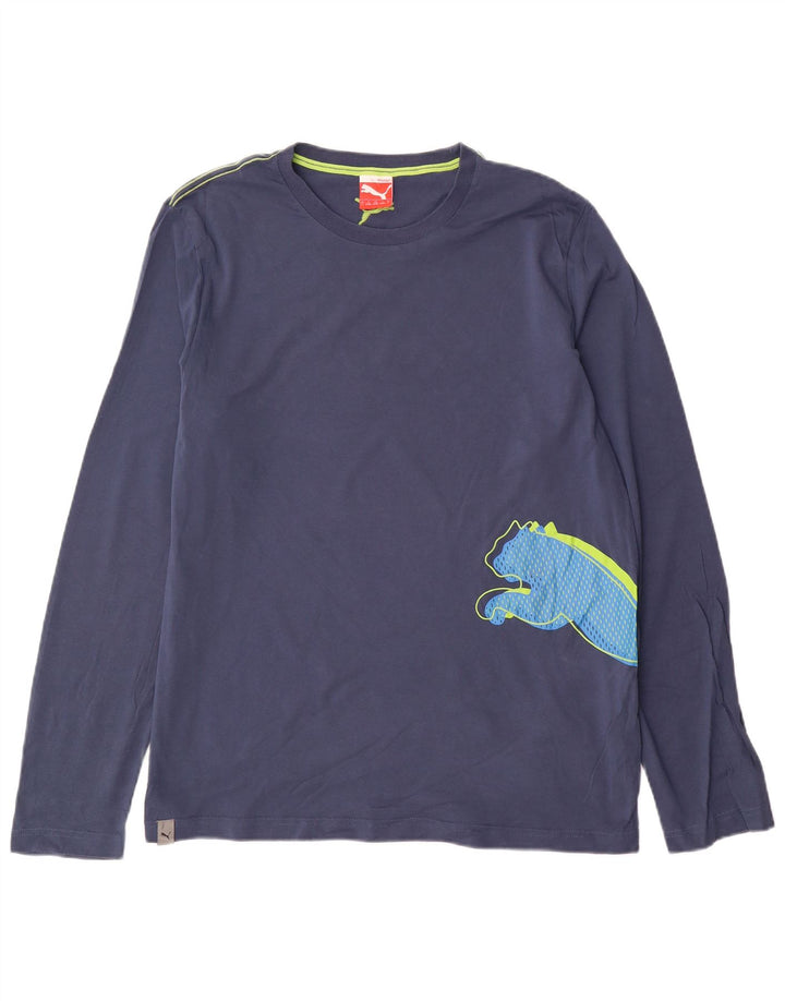 Tricou grafic Puma pentru bărbați, cu mânecă lungă, mare, albastru, bumbac