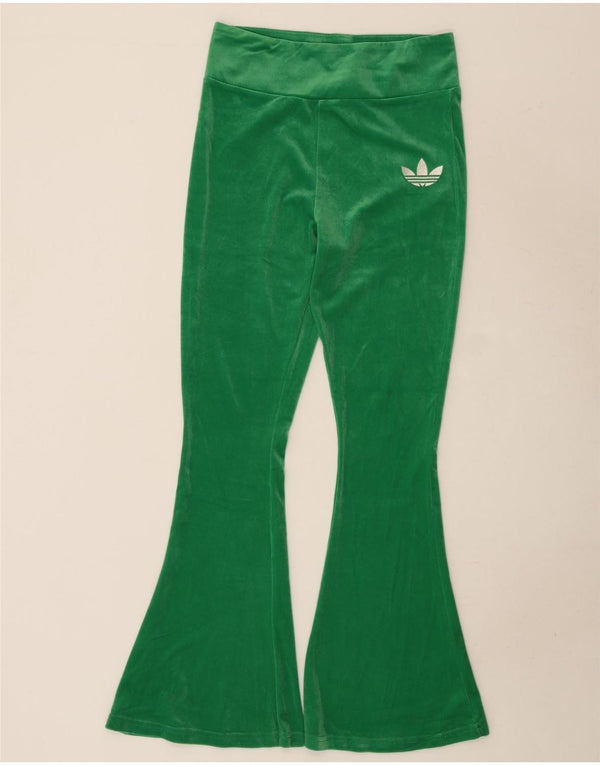Pantaloni de trening Adidas Flare Velour pentru femei UK 12 Poliester verde mediu