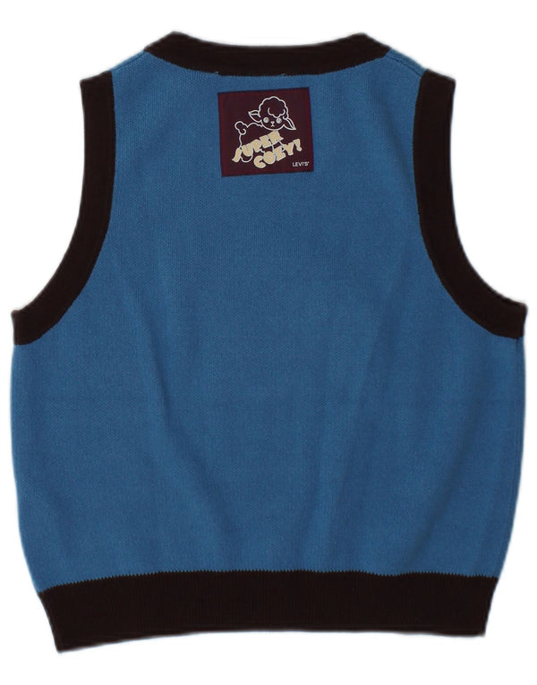 Levi's Womens Crop Graphic Vest Tank Top UK 10 Small Blue Colorblock