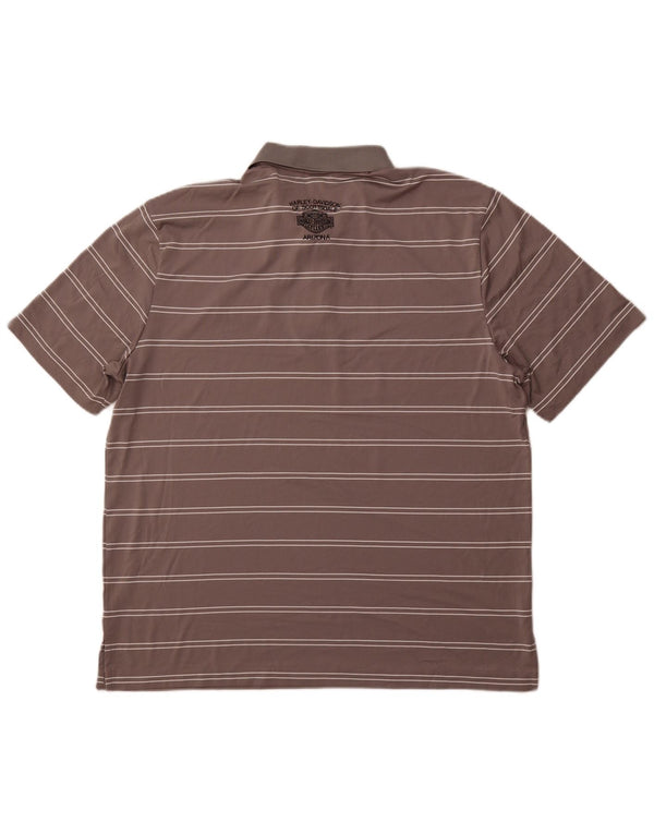 Cămașă polo HARLEY DAVIDSON pentru bărbați XL poliester cu dungi gri