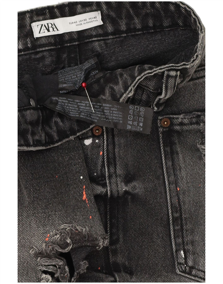 Pantaloni scurți din denim învechit pentru bărbați ZARA EU 42 Large W32 Bumbac gri