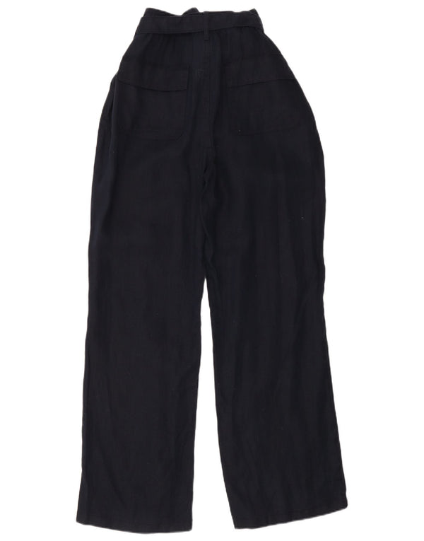 Marks & Spencer Womens High Waist Trousers UK 14 Large W29 L30 Navy Blue