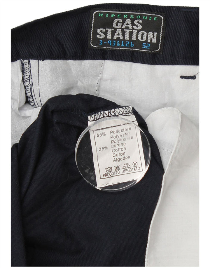VINTAGE Mens Chino Shorts IT 52 XL W34 Navy Blue Polyester