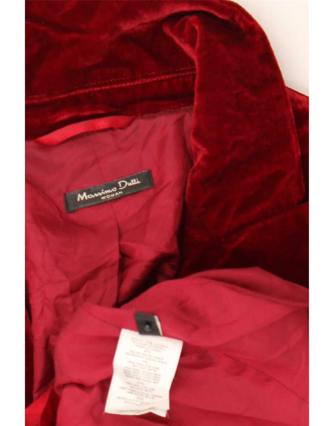 Massimo Dutti Jachetă de damă din catifea cu 1 nasture EU 44 XL Viscoză roșie