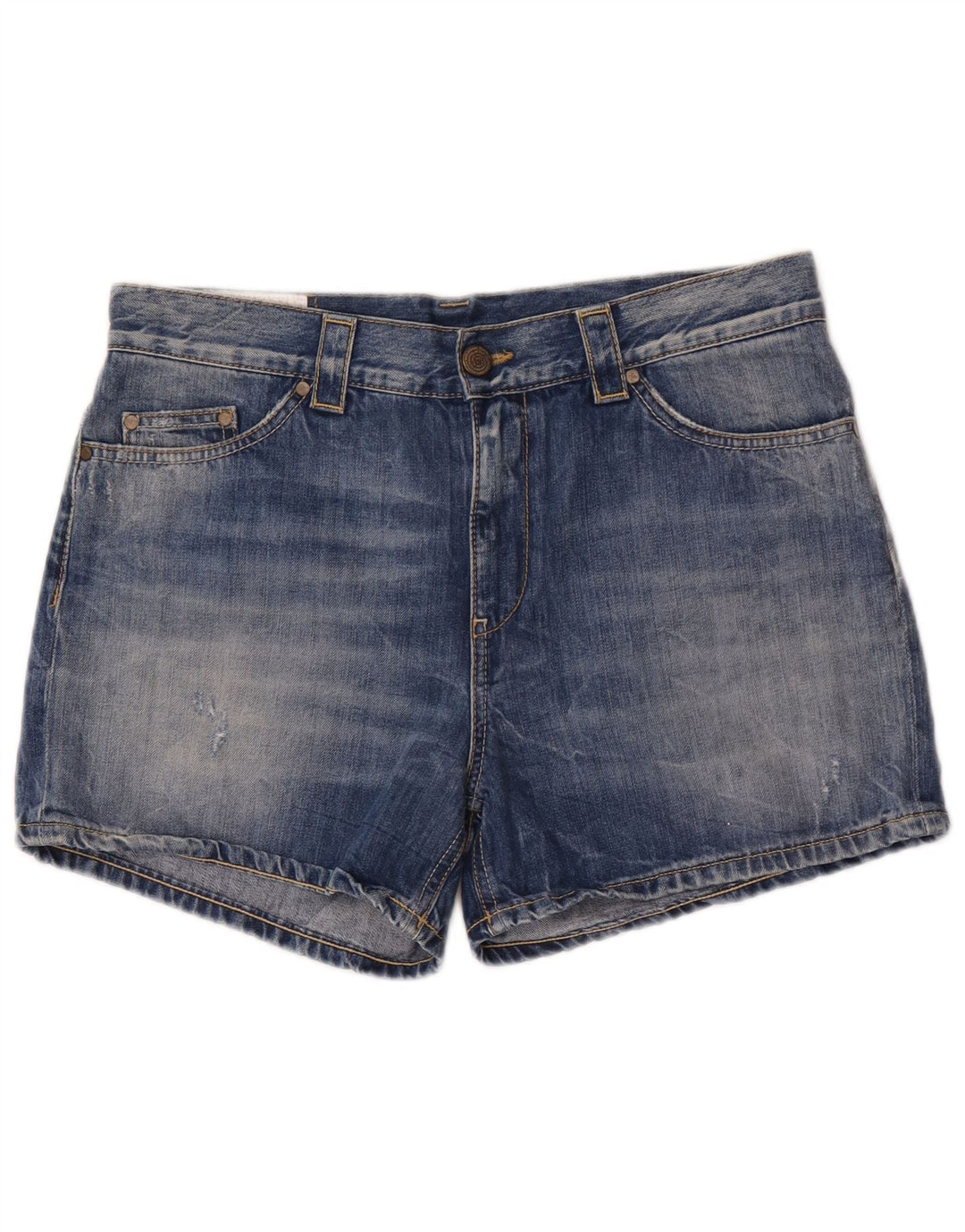 Pantaloni scurți Dondup pentru femei cu talie înaltă din denim W29, bumbac albastru mediu